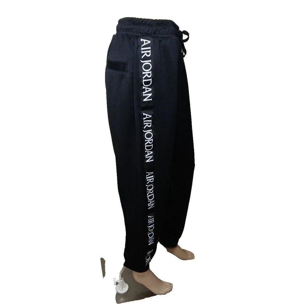 Nike Air Jordan Pants Medium Black Track Joggers Jumpman Side Stripe 28x30   T16